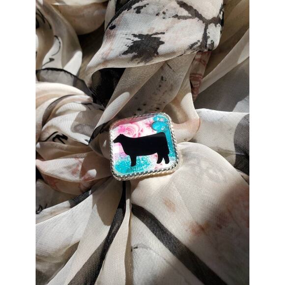 Western cow concho ,Western scarf slide, wild rag slide, bandana slide, 4h FFA - Picture 2 of 3